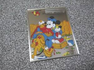 【Walt Disney ディズニー】ミッキーとプルートのパブミラー 鏡 20.5×25ｃｍ / 昭和レトロ ポップ モダン ヴィンテージ