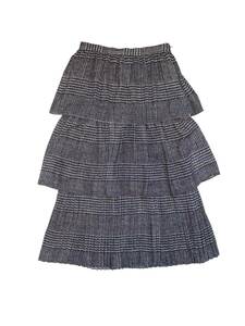 MOUSSY Moussy long skirt flair pleat frill check gray size 2