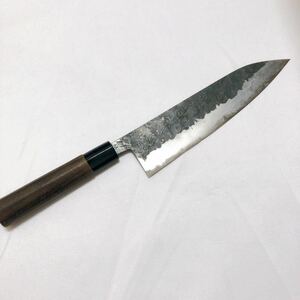 河村庖丁製作所 黒打槌目牛刀210mm 芯材白紙1号 箱無し 