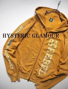 90s●HYSTERIC GLAMOUR ヒステリックグラマー Hタグ ロゴ ガールプリント スウェット パーカ フーディ FREE 古着 vintage 同日3点送料無料