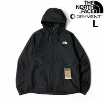 1円～!売切!【正規新品】THE NORTH FACE◆NOVELTY TNF RAIN HOODIE マウンテンパーカー US限定 2023最新 撥水(L)黒 ボーダー柄 180915-65_画像1