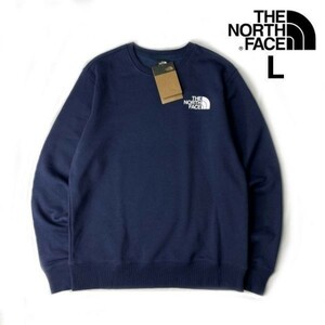 1円～!売切!【正規新品】THE NORTH FACE LOGO PULLOVER CREW トレーナー スウェット US限定 裏起毛 男女兼用 ロゴプリント(L)紺 181130-18