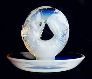 稀少 RENE LALIQUE ルネ・ラリック 狐のピントレイ ALASKA オパルセント キツネ Cendrier rond フランスアンティーク 1931年