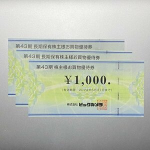 ビックカメラ株主優待券 3,000円分 送料無料 使用期限2024年5月31日