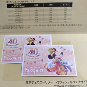 東京 ディズニー リゾート 株主 パスポート券2枚　有効期限2024年6月30日　40周年