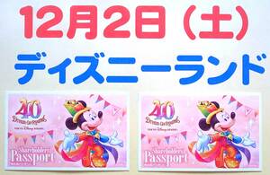 ★12月2日(土) 東京ディズニーランド・１dayパスポート・ペアチケット