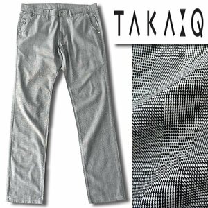 新品 タカキュー グレンチェック ストレッチ パンツ XL 灰 【P31614】 TAKA-Q スラックス メンズ テーパード コットン