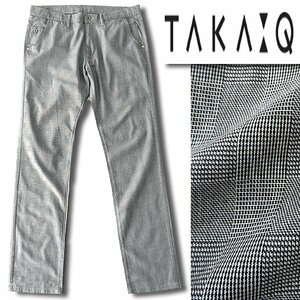 新品 タカキュー グレンチェック ストレッチ パンツ XL 灰 【P27204】 TAKA-Q スラックス メンズ テーパード コットン