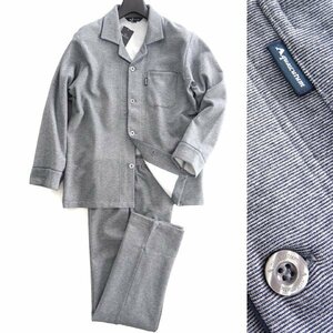 新品 1.7万 アクアスキュータム 裏起毛 ジャージー セットアップ パジャマ M 紺 白 【J56806】 Aquascutum LONDON 秋冬 メンズ