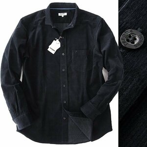 新品 レノマオム ミニカッタウェイ コーデュロイ シャツ L 黒 【I48455】 renoma HOMME 秋冬 メンズ 起毛 コットン 長袖