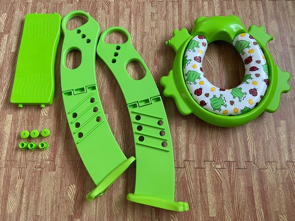 補助便座 ステップ式補助便座カエル型 トイトレ 子ども おまる オマル グリーン カエル