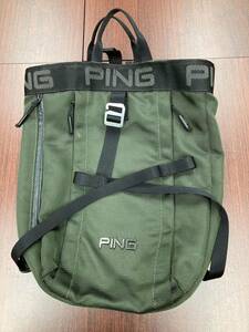 【中古品】PING /ピン★バックパック★ GB-P203★ Khaki★ラウンドバックに