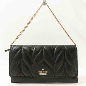 kate spade NEW YORK ケイトスペード ニューヨーク 長財布 ブラック 黒 合成皮革 ウォレットチェーン 小銭入れあり カード収納多数 女性用