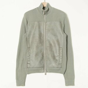 【1円スタート】ARMANI EXCHANGE アルマーニ エクスチェンジ フェイクムートン切替ニットジャケット アウター カジュアル 灰色 S メンズ