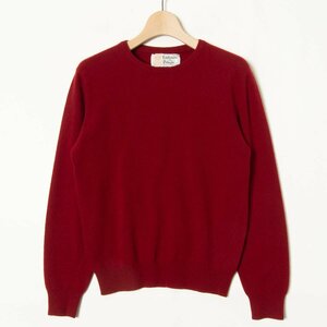 【1円スタート】Cashmere by Pringle プリングル カシミヤ100％ クルーネック長袖セーター ニット ベーシック シンプル 赤 92/36 英国製