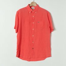 メール便◯ LACOSTE ラコステ レディース 女性 半袖 ボタンダウンシャツ 3サイズ リネンシャツ 麻 ピンク カジュアル キレイめ 春夏秋_画像1