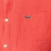 メール便◯ LACOSTE ラコステ レディース 女性 半袖 ボタンダウンシャツ 3サイズ リネンシャツ 麻 ピンク カジュアル キレイめ 春夏秋_画像3