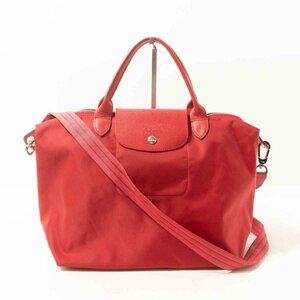 LONGCHAMP ロンシャン 2WAY ショルダーバッグ トートバッグ レッド 赤 レザー ナイロン レディース 斜め掛け 手さげ シンプル カジュアル