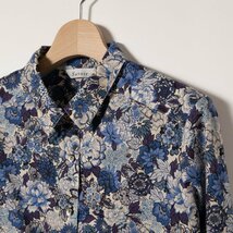 メール便◯ Savoir サヴォア 花柄シャツ トップス 婦人 L ブルー 綿100％ 美品 上質 肌触り 長袖 定番 大人かわいい レトロ 春 秋 冬_画像5