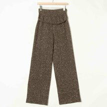 【1円スタート】MaxMara マックスマーラ ツイードハイウエストパンツ ボトムス フルレングス ウール クラシカル 秋冬 茶色 38 イタリア製_画像1