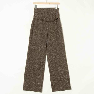 【1円スタート】MaxMara マックスマーラ ツイードハイウエストパンツ ボトムス フルレングス ウール クラシカル 秋冬 茶色 38 イタリア製