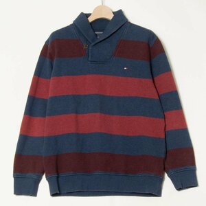 TOMMY HILFIGER トミーヒルフィガー プルオーバー ボーダー Lサイズ 赤/レッド 紺/ネイビー 裏起毛 コットン ポリエステル 秋冬 カジュアル