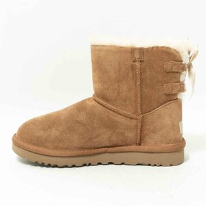 【1円スタート】美品 UGG アグ Bailey Bow II ムートンブーツ リボン ショートブーツ 羊革 フェミニン かわいい クラシカル 薄茶色 24 防寒