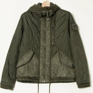 ALPHA INDUSTRIES アルファインダストリーズ キルティング ジップアップ ジャケット 長袖 Sサイズ カーキ 古着 ミリタリー カジュアル