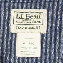 L.L.Bean エルエルビーン メンズ シャツ 長袖 厚手 コットン 綿 青/ブルー ボーダー ストライプ XLサイズ TRADITIONAL FIT 古着 秋冬_画像5