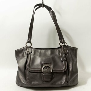 COACH コーチ F24961 トートバッグ ダークブラウン こげ茶 シルバー メタリックレザー レディース 手さげ 肩掛け シンプル きれいめ bag 鞄