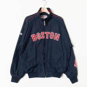 MLB Majestic × BOSTON REDSOX マジェスティック × ボストン レッドソックス Authentic スタジャン ジャケット L ナイロン ネイビー 紺