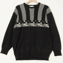 スコットランド製 Cashmere Club McELTON ニット 長袖 プルオーバー カシミヤ 黒/ブラック サイズ44 レトロ 秋冬 古着 カジュアル_画像1