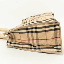 Burberry LONDON バーバリー ロンドン イタリア製 トートバッグ 肩掛け ハンドバッグ ベージュ チェック キャンバス カジュアル 鞄_画像4