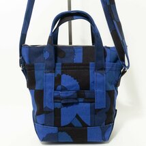 【1円スタート】marimekko マリメッコ 2WAY ウニッコ柄 MILLI MATKURI ショルダーバッグ 花柄 総柄 綿100% コットン ブルー 青 ナチュラル_画像2