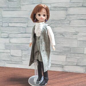 リカちゃん 服 洋服 ハンドメイド 4点 着せ替え 手作り ベスト ジレ ズボン チェック パンツ