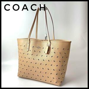 新作　コーチ　COACH　トートバッグ　バタフライレザー　レディース　ベージュ