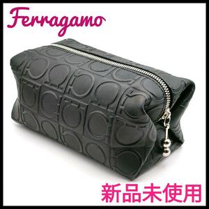  new goods unused Ferragamo ferragamo leather pouch vanity gun chi-ni