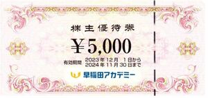 【最新】 早稲田アカデミー 株主優待券 5000円分 2024年11月30日まで