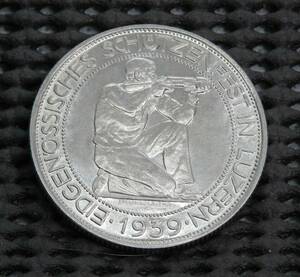 スイス　1939年　５F銀貨　19.44g　33.4㎜×2.6㎜