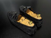 超美品 未使用 ヴィトン 8.5M LOUIS VUITTON ♯FA0130 ダミエアンフィニ リボンドライビングスリッポン 箱付 黒 7852_画像9