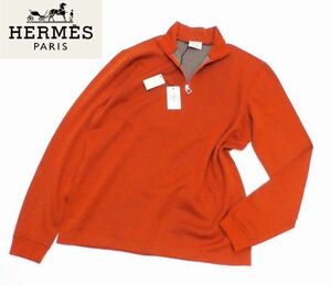 正規品 HERMES MENS カシミヤ混 ハーフジップセーター エルメス H/ZIP SWEATER ニットトップス ニットソー カットソー オレンジ JA-17