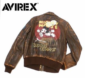 AVIREX MICKEY DISNEY ヴィンテージ加工 A-2 JACKET 6161045 アヴィレックス×ミッキーマウス フライトジャケット G-1 MA-1 B-3 36 S-42