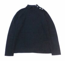 ARCHIVE GUCCI SILK×WOOL ショルダーボタン モックネックセーター オールドグッチ トムフォード シルク混 デザインニット ネイビー M J-43_画像2