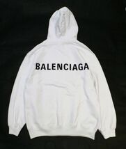 国内正規品 17AW BALENCIAGA AH14 518215 TAV3 バックロゴ スウェットパーカー バレンシアガ LOGO SWEAT PARKER フーディー ホワイトS ER-7_画像3