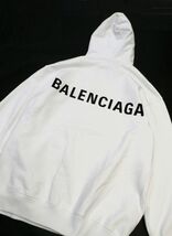 国内正規品 17AW BALENCIAGA AH14 518215 TAV3 バックロゴ スウェットパーカー バレンシアガ LOGO SWEAT PARKER フーディー ホワイトS ER-7_画像5