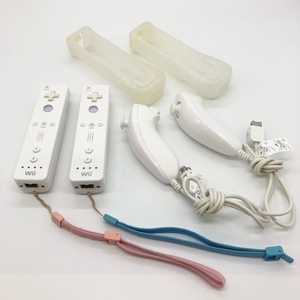 NS33048B■wii リモコン ヌンチャク ×2 セット カバー付き■任天堂 nintendo ニンテンドー RVL-003 白 ホワイト ゲーム ウィー