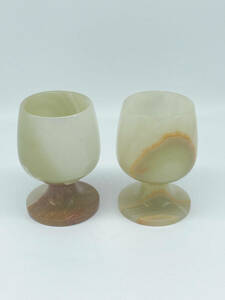 N33072 [2 piece set ] green onyx marble glass wine glass -ply thickness feeling equipped 2 customer 