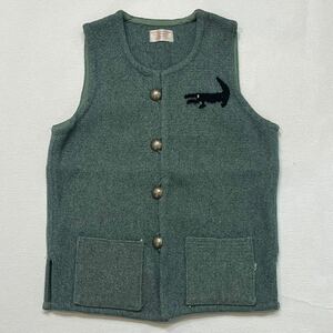 K199 希少 JOHN TRUJILLO'S ワニ コンチョ ボタン ウール ベスト チマヨ グリーン ジョン トルフィリオス ネイティブ 柄 WOOL VEST