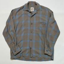 k205 60 年代 ビンテージ D'ORO DESIGNS オンブレ チェック 柄 オープンカラー ボックス シルエット シャツ M shirt vintage ビンテージ_画像1