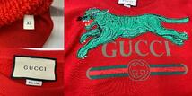 130-KM2544-80r GUCCI グッチ Tiger Sweat タイガー 虎 刺繍 クラシックロゴ クルーネック スウェット レッド 527743-X9X95 XSサイズ_画像4